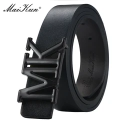 Maikun Men's Reversible PU Leather Dress Belt Rotated Black Buckle Belt Valentine's Day