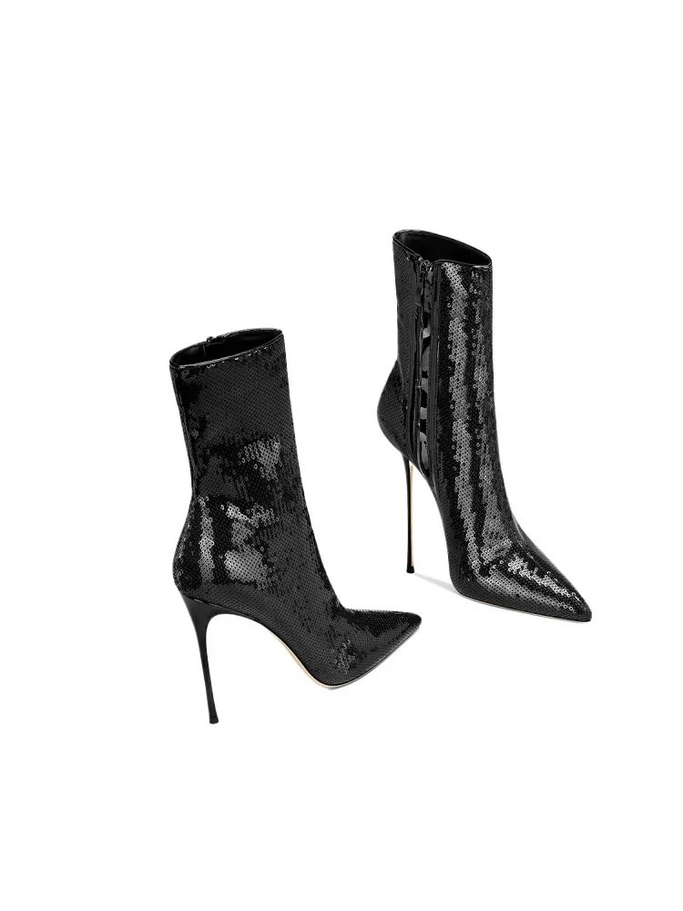 Autumn and Winter New Women's Black Fashion Boots Pointed Formal High Heels