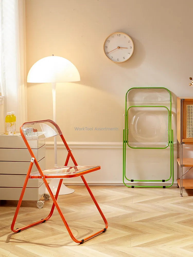 Transparent Folding Chair Acrylic Dining Chair Ins Style Clear Makeup Chair for Dining Room Sleek Modern Housewear & Furnishings