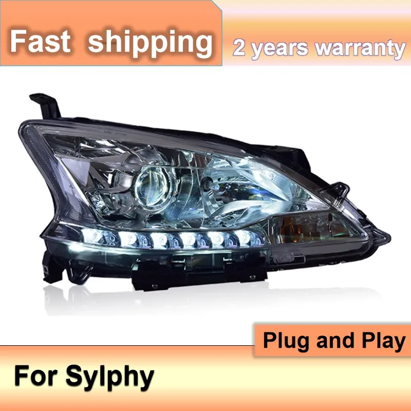 Car Accessories for Nissan Sylphy Headlamp 2013-2015 Sentra Headlights DRL Turn Signal Low High Beam Projector Lens