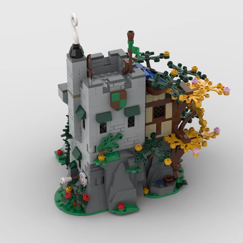 ปราสาทยุคกลางรุ่น Moc อาคารอิฐ Forestmen Outpost Series เทคโนโลยี Modular Blocks ของขวัญของเล่นคริสต์มาส DIY ชุด