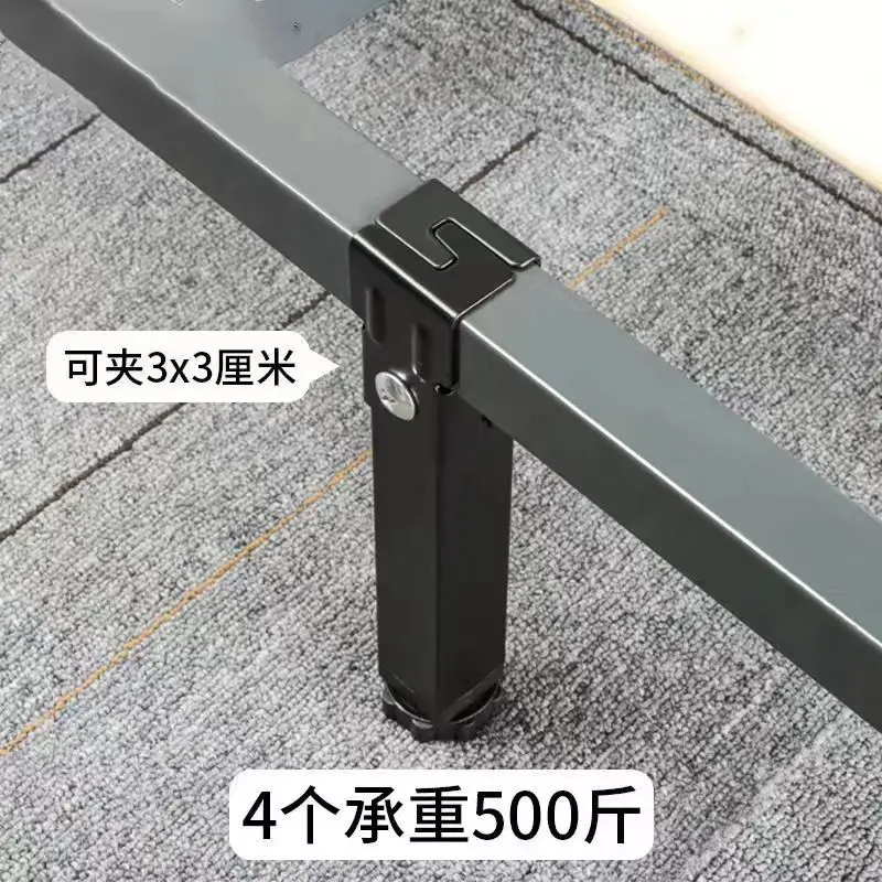 Adjustable Height Clamp Tube Leg Metal Square Bed Riser Table Legs for Tatami Bed Frame Fixed Support Foot Screw Hardware