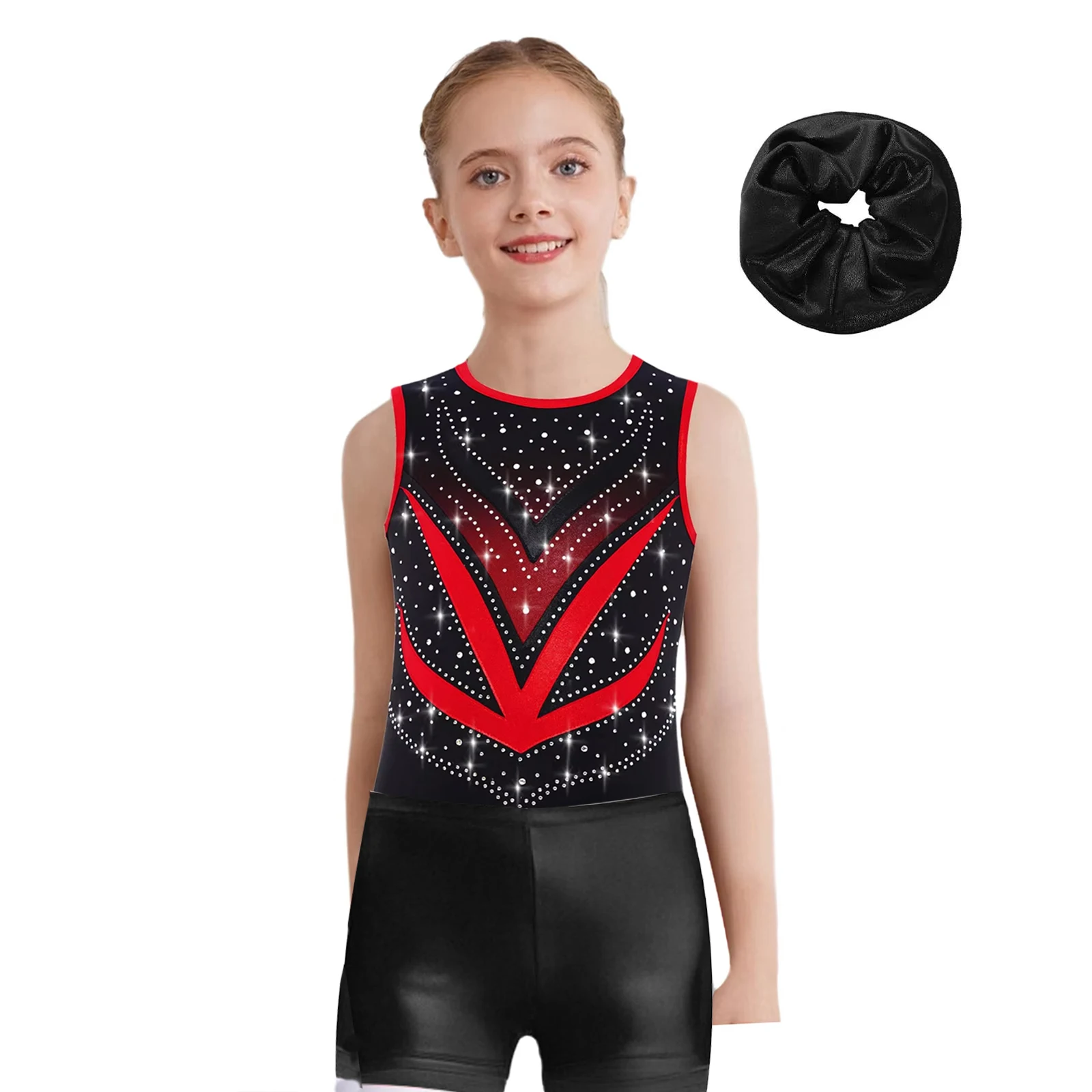 

Kids Girls Ballet Dance Set Rhythmic Gymnastics Leotards with Shorts Sleeveless Dancewear Ballet Dress Figure Skating Clothes