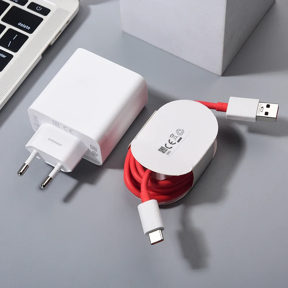 For Oneplus 100W SuperVOOC Fast Charging EU Power Adapter with USB-C Cable for 1+ 15 13R Ace6 Ace5 pro 3V Nord Ce 4Lite