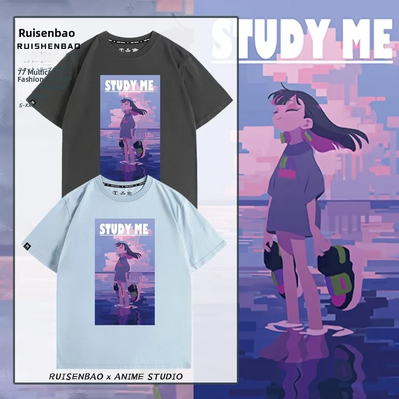 

Pure Cotton ort Sve T-irt Men's Summer Band Collaborative Official Merchandise round Ne Printed Loose Fit Tee