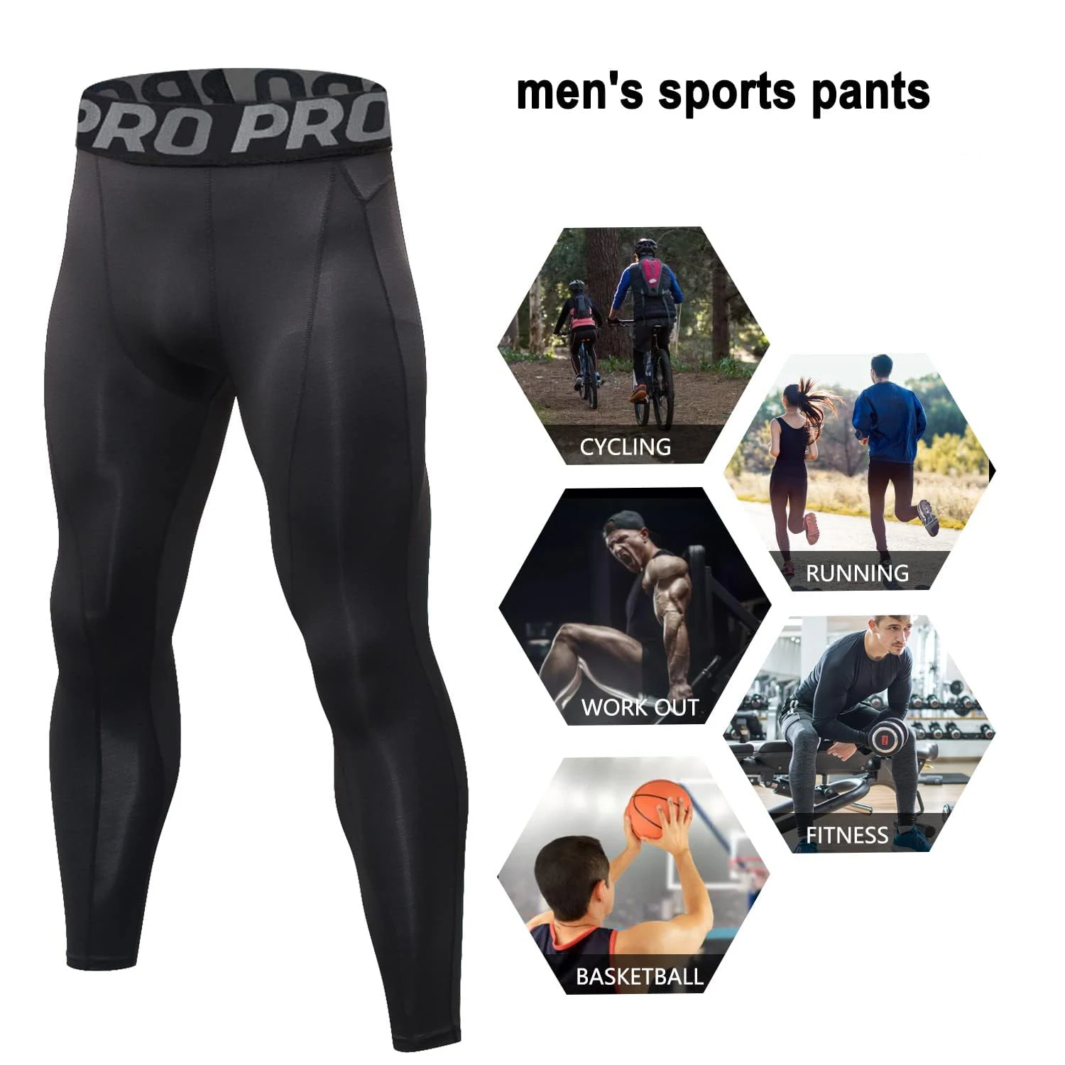 Men's Compression Pants Athletic Workout Leggings 4 Seasons Spandex Running Tights Basketball Sports Baselaye S-2XL