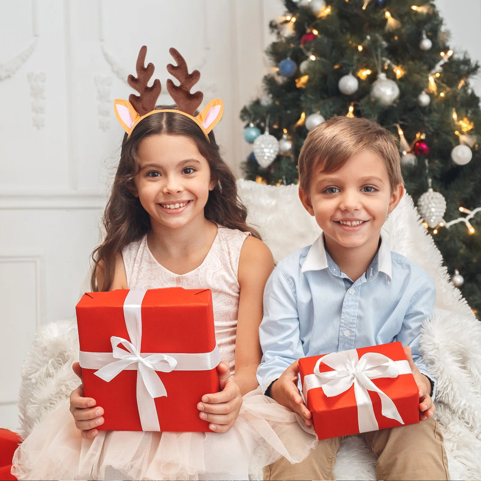 

Festive Reindeer Antlers Headband for Kids Holiday Gatherings Lightweight Comfortable Christmas Accessories Deer Antlers