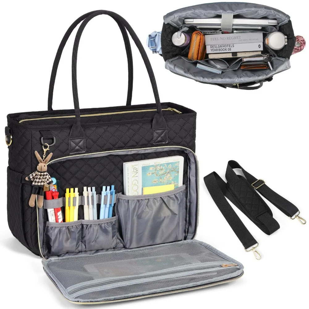 Women 15.6 Inch Tote Bag Insulated Pocket Durable Work Bags Large Size Professional Laptop Briefcase Nursing