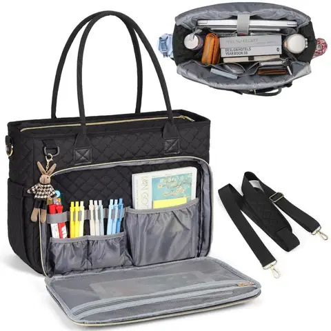 여성 15.6 인치 토트 백 절연 포켓 내구성 작업 가방 대형 전문 노트북 서류 가방 간호