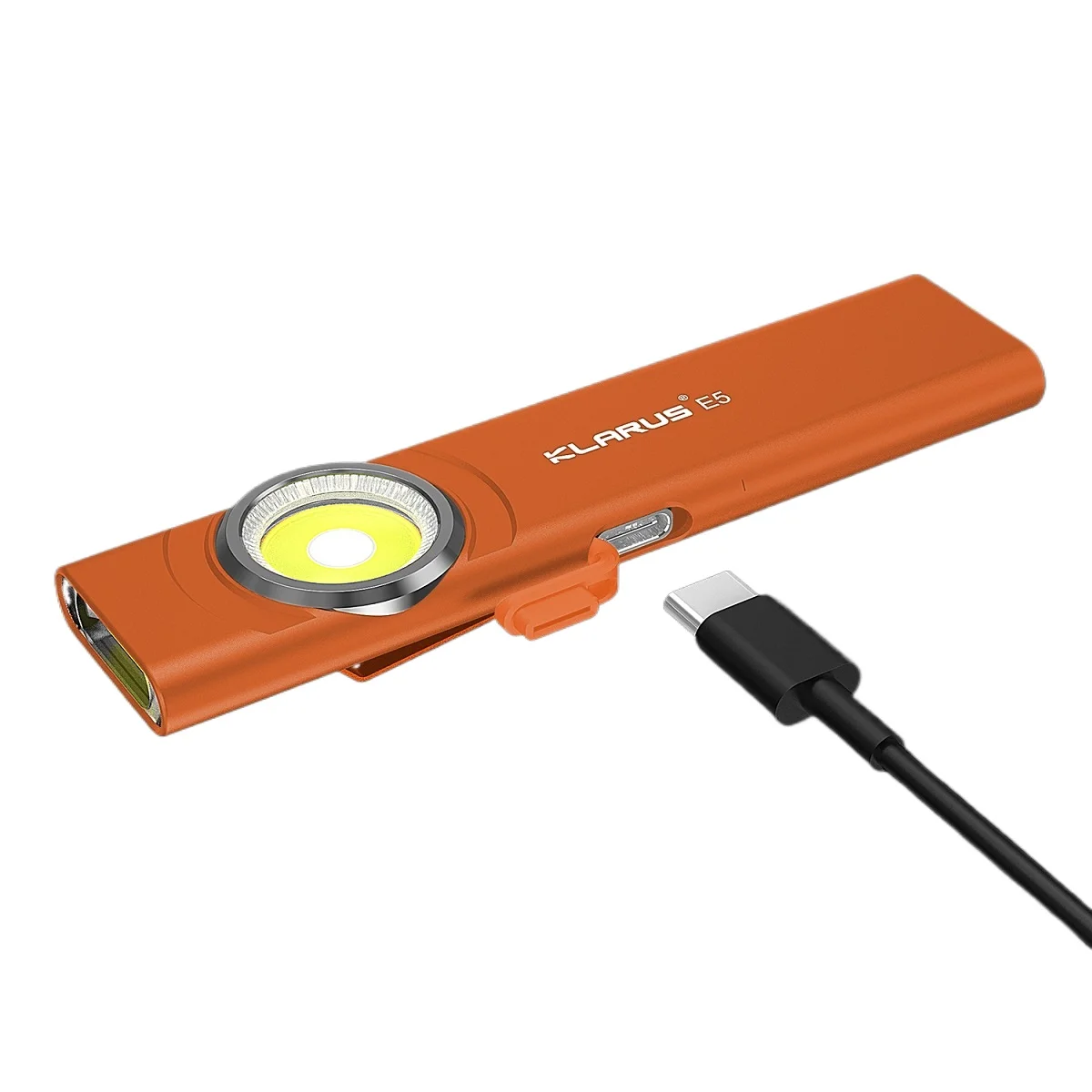 Klarus E5 EDC Flashlight USB C Rechargeable 8 Modes COB Magnetic Dual Light Torch for Self Defense