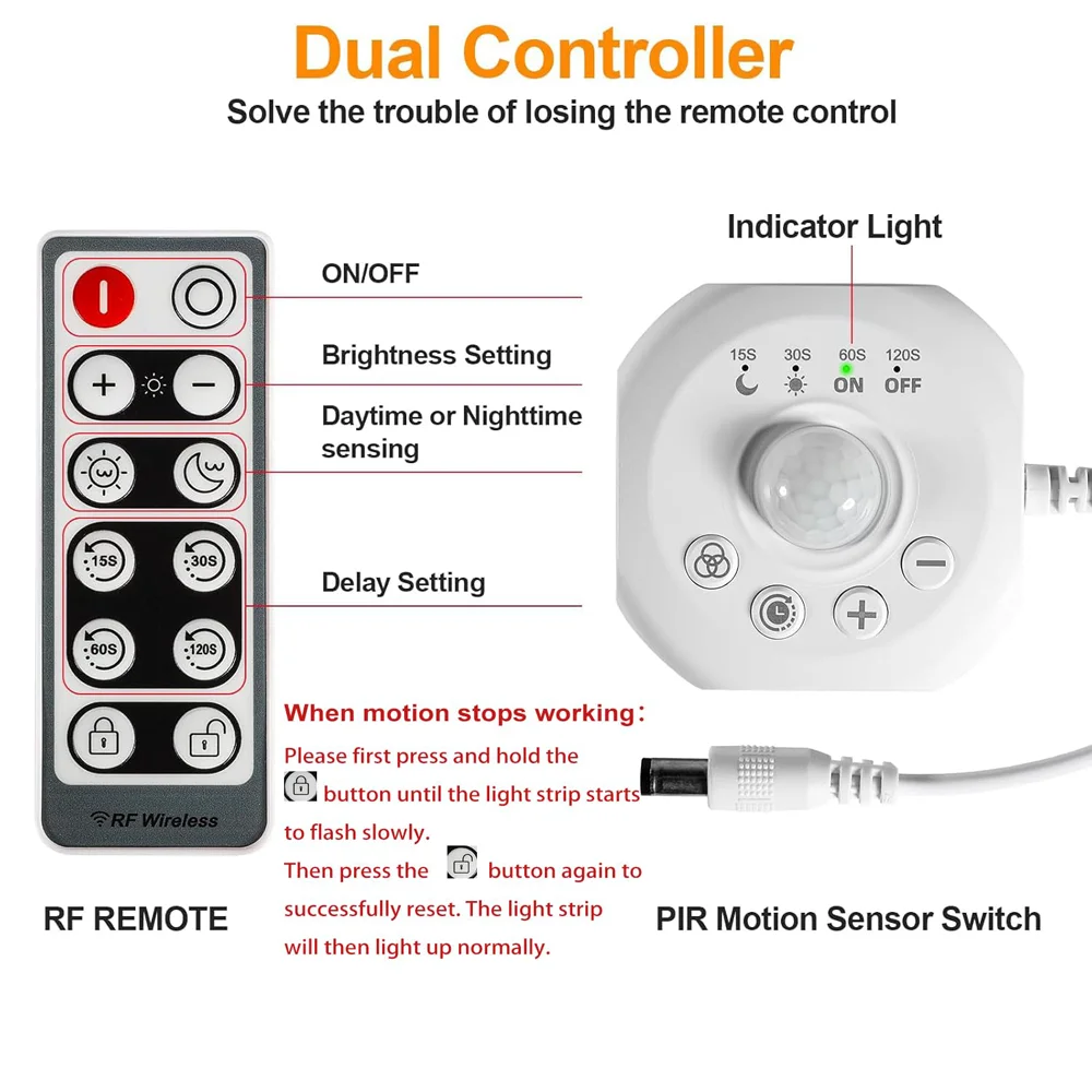 PIR Motion Sensor Light Switch Human Body Sensing Monochrome Dimmer DC USB Timer Automatic Movement Detector ON OFF 5V 12V 24V