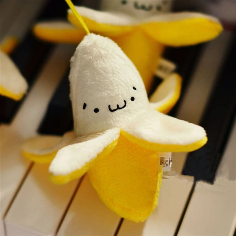 Envío rápido, colgantes de felpa de plátano amarillo, accesorios para mochila, bonitos juguetes de plátanos pequeños de peluche, muñecos suaves de regalo