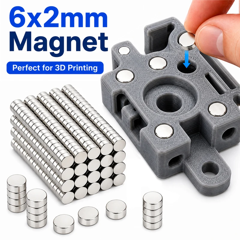 Kit de herramientas de impresión 3D, imanes para modelos impresos en 3D de 6x2mm, imanes magnéticos permanentes N35 NdfeB, multiusos para nevera, oficina, manualidades