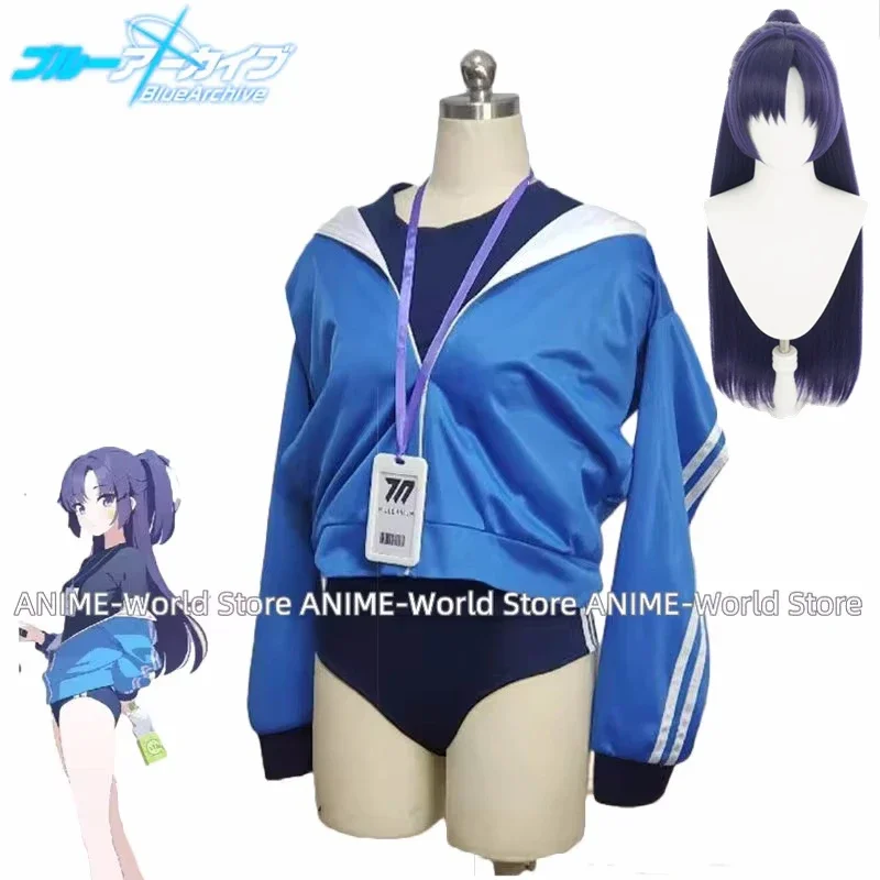 

《Нестандартный размер》Хейза Юка Косплей Костюм Игра Синий Архив Косплей Женский Сексуальный Спортивный Костюм Пальто Рубашки Шорты Парик на Хэллоуин