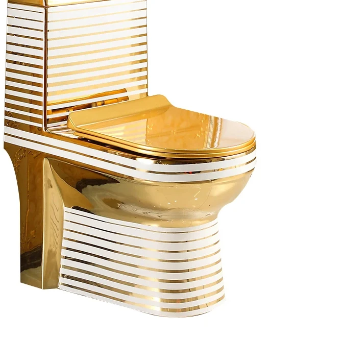 European Style Artistic Golden One Piece Closestool Gravity Fluishing Washdown Toilet