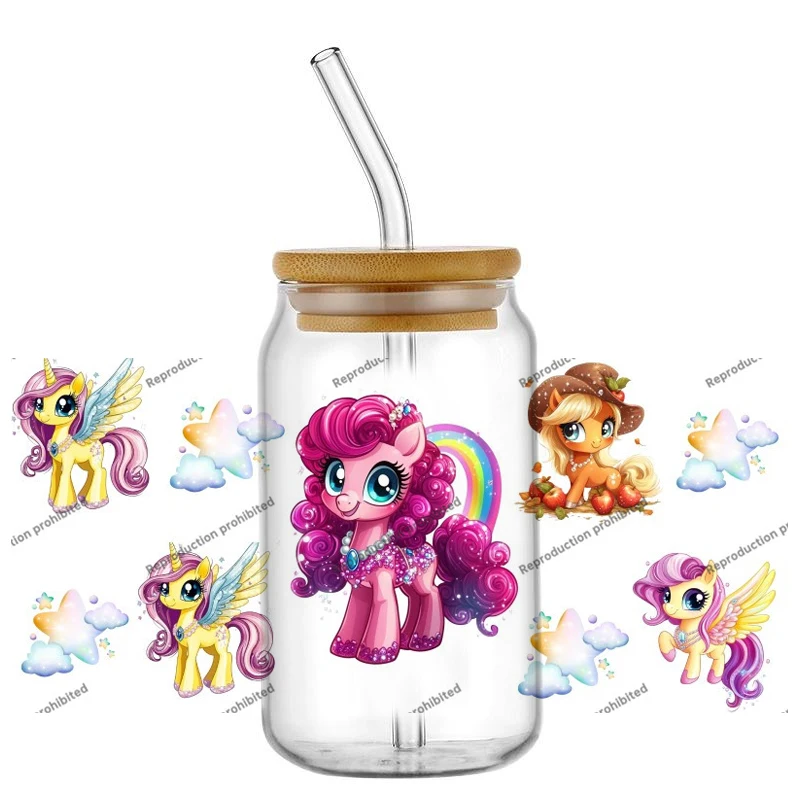 

New model Popular anime pony 3D Sticker Decals UV DTF For 16oz Libbey Glass Cup Mug Coffee Car Wrap DIY