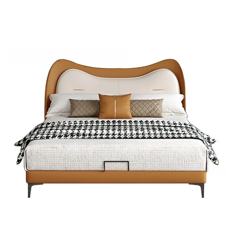 

Children's bed Boys Boys Leather Italian simple children's bed Boys soft bag minimalist Elementary school bed