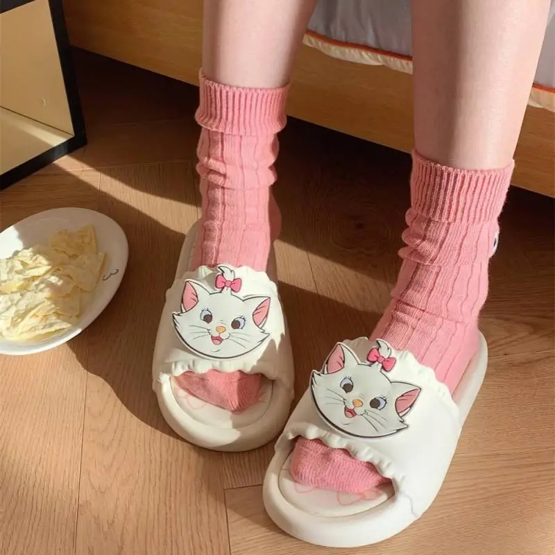 Kawaii Disney Marie Cat Women\'s Slippers Summer Soft-Soled Cartoon Bathroom Sandals Eva Anti-Slip Slippers Can Be Worn Outside