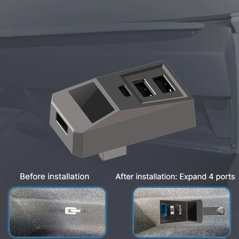 Handschuhfach-USB-Hub für Tesla New Model YL/Y Juniper Model 3 Highland Typ-C-Anschluss Digitalanzeige Splitter Docking-Erweiterungsdock – Detail 2
