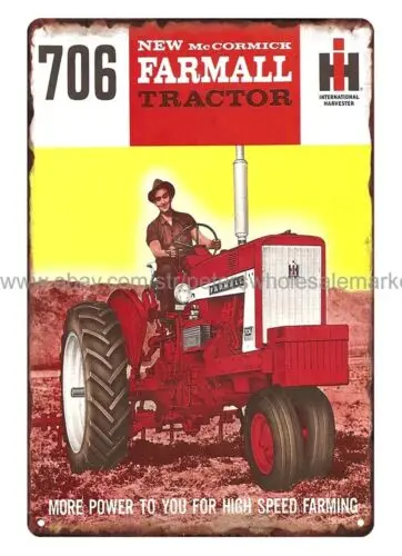 plaque metal wall decor 1963 Farmall 706 tractor farm barn ranch metal tin sign