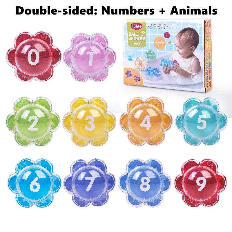 어린이 욕실 플로팅 볼 목욕 장난감 꽃 모양 글자 동물 조기 교육 인지 아기 놀이 물놀이 목욕 장난감
