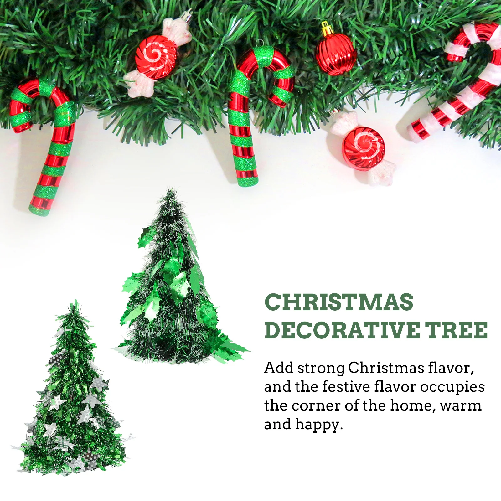 

2 Pcs Strip Christmas Tree Thin Crafts LED Indoor Decorations Mini Party Favor Xmas Ornament Home