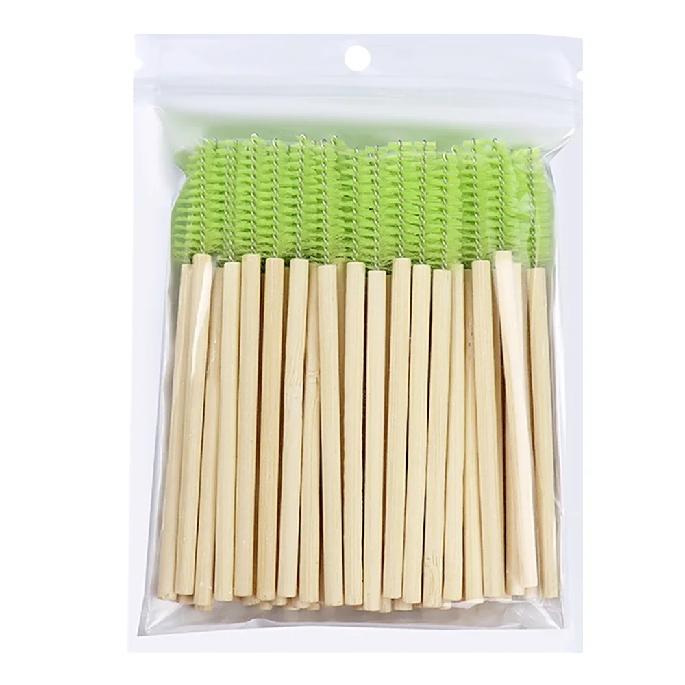 50Pcs Bamboo Handle Eyelash Brush Mascara Wands Applicators Eye Lashes Extension Brushes Eyebrow Spoolie Brushes Makeup Tool view 6