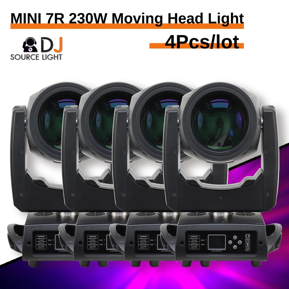 4Pcs/lot Professional Beam 230W Mini 7R Moving Head Light  Stage Beam Lighting for Show Disco Dj Club Light Nightclub Party DMX