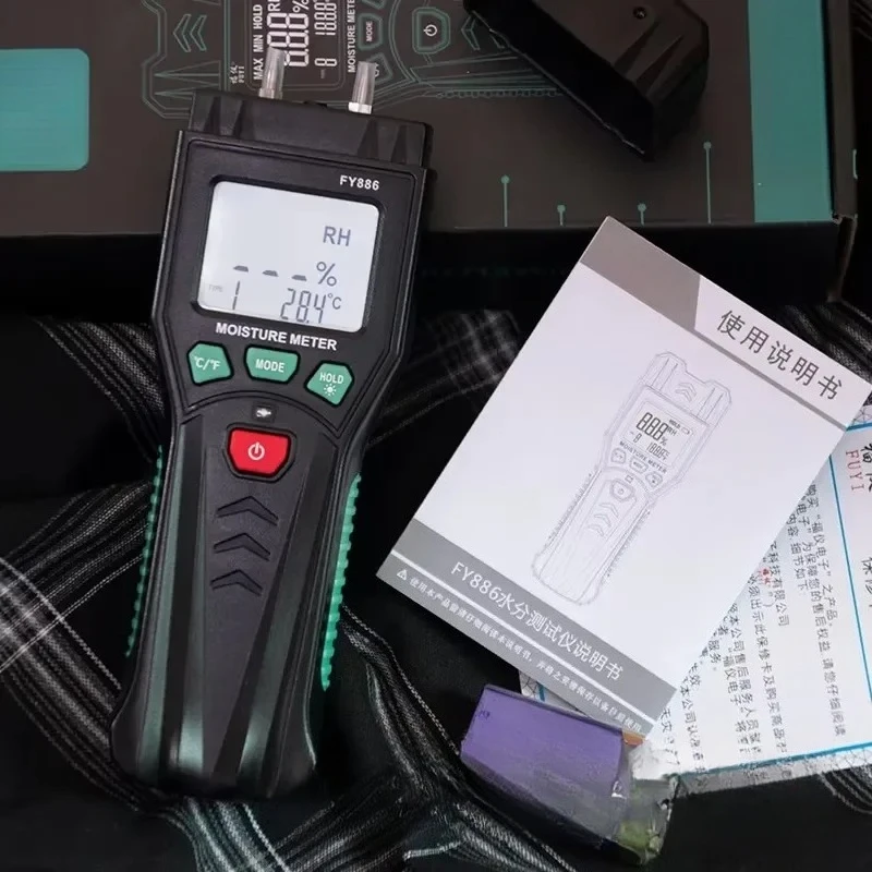 Professional Digital Wood Moisture Meter, Dete ctor for Flooring Cement Brick Paper Construction Materials Humidity Testing
