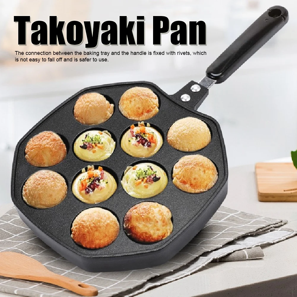 12-Hohlräume Aluminium Takoyaki Pan Maker Octopus Balls Egg Puffs Backform Home Cooking Tools Octopus Balls Maker Takoyaki Maker