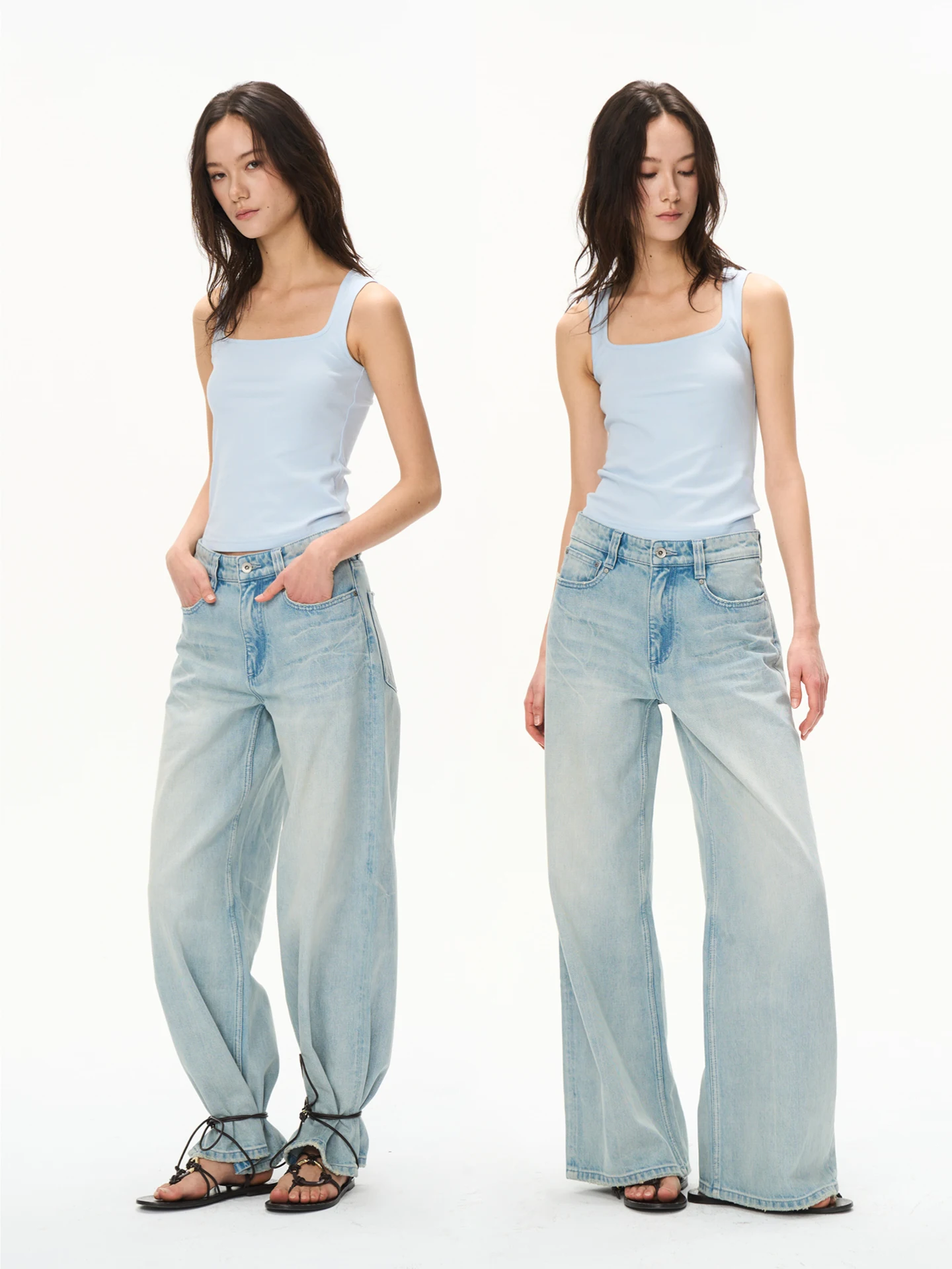 

Джинсы Takecare Light Blue Washed, свободные, широкие, с естественной талией, женские, повседневные, прямые брюки из денима