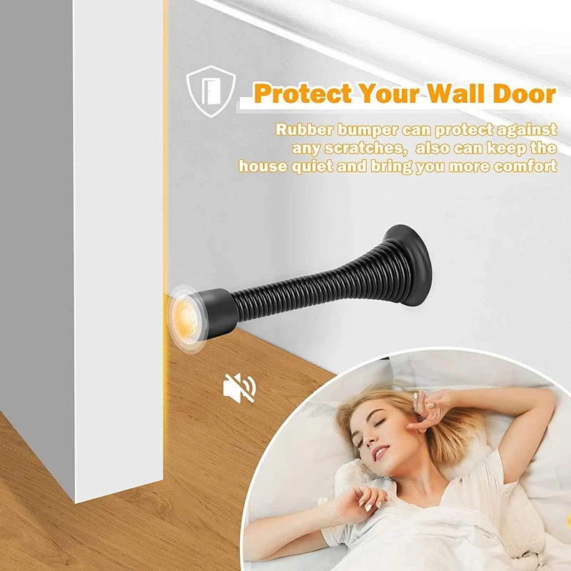 6 قطع من واقي الحائط لسدادة الباب الربيعي، سدادة الباب لأسفل الباب مع أطراف ممتصة للصدمات مطاطية للحماية