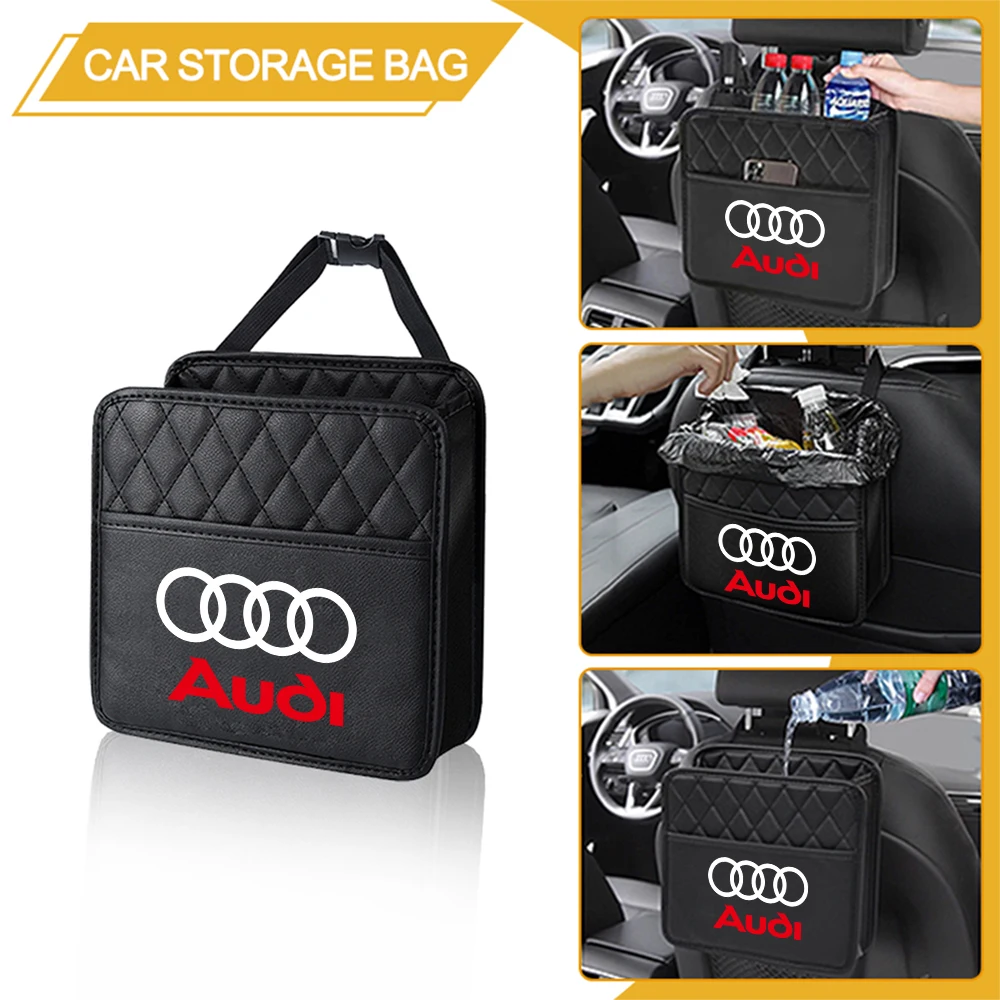 Car Backseat Storage Bag Phone Pocket Auto Back Seat Organizer Hanging Storage Pouch for AUDI SLINE Emblem Badge LOGO Accessorie