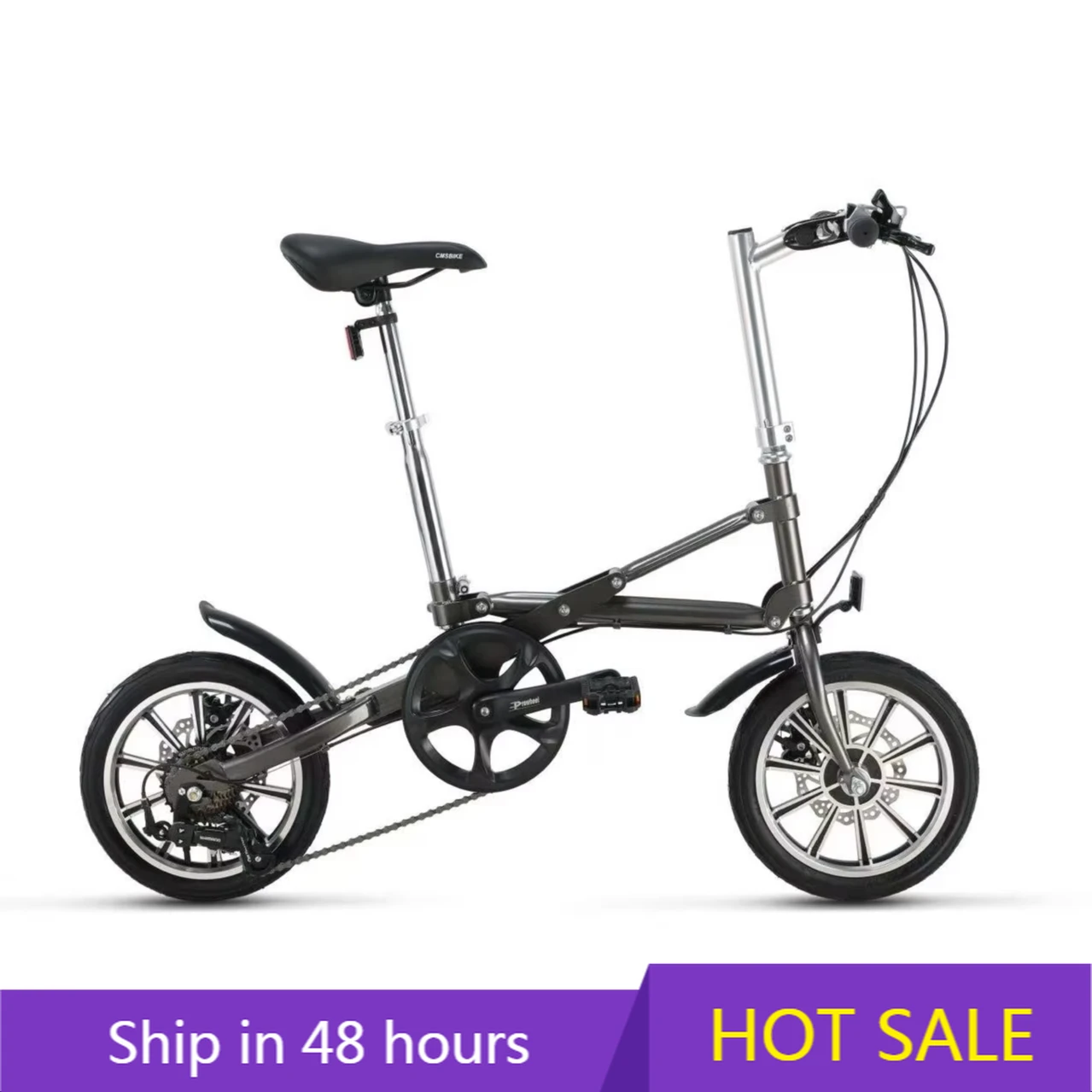 

POWER LEAP 14-дюймовый складной велосипед со стальной рамой, быстрый складной 7-скоростной дорожный велосипед с дисковым тормозом для взрослых