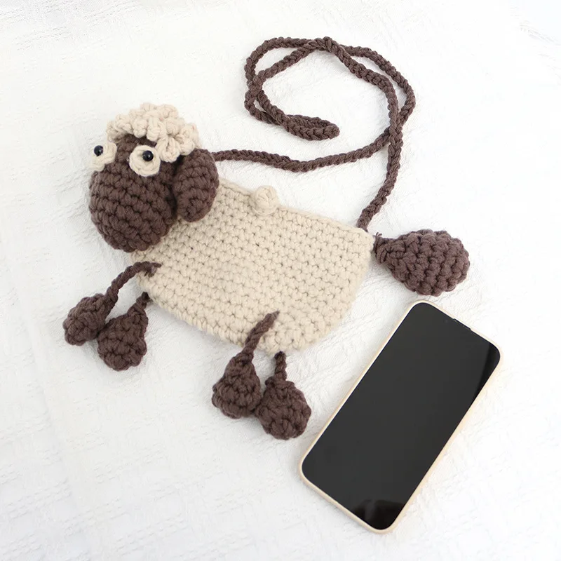 1Pcs New Cute Shoulder Bag Lovely Woven Sheep Kids Crossbody Bag Handmade Weave Children Small Fun Bag Purse Wallet Kid Gift