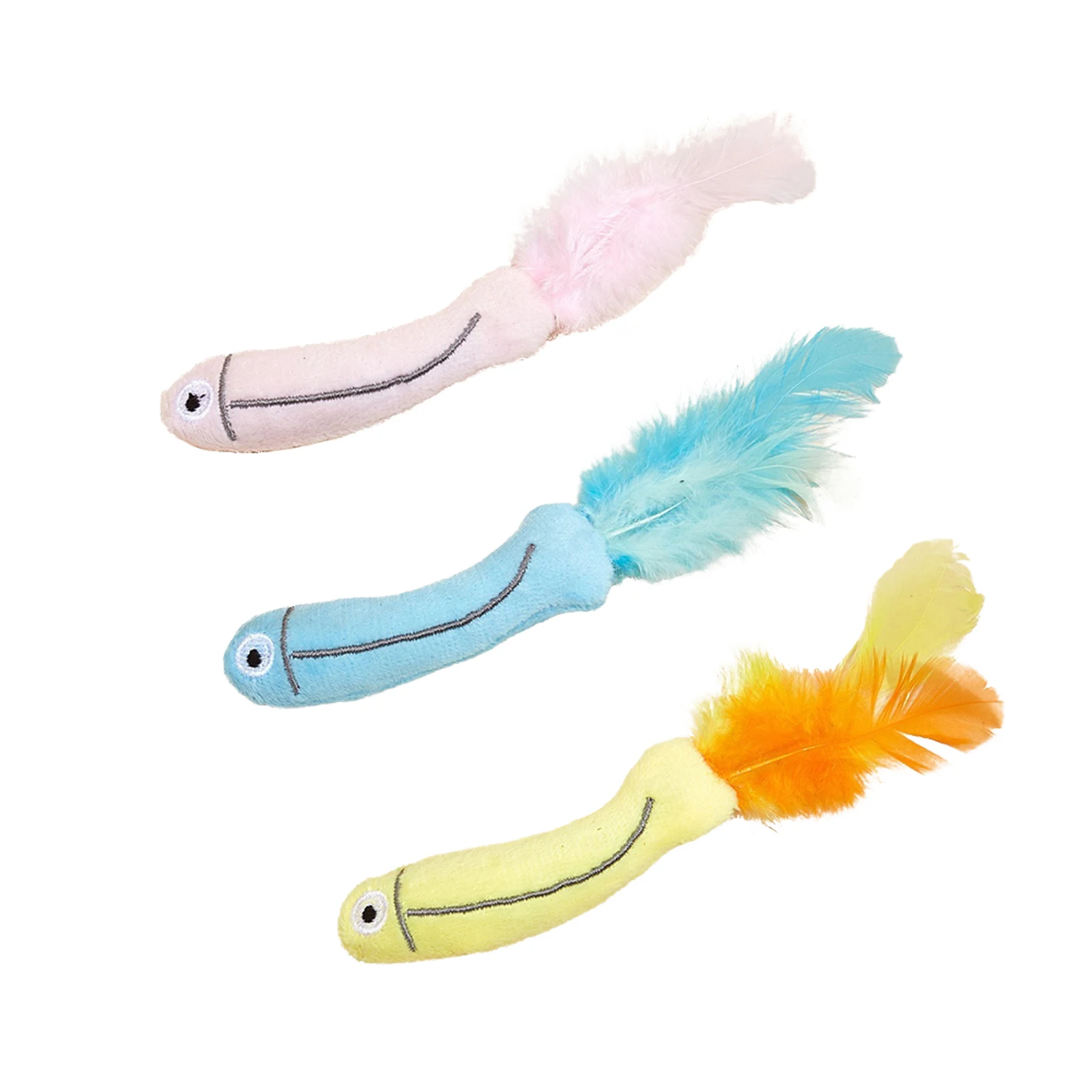 Catnip Fish Toy with Feather Tails Soft Plush Fish Cat Kicker Toys Chew Toys for Indoor Cats Kitten