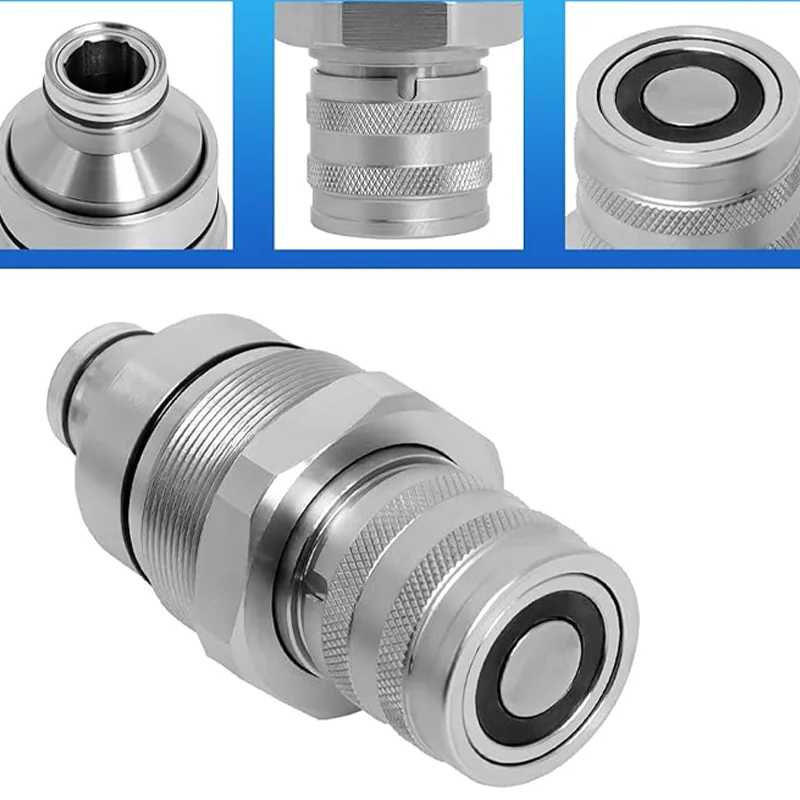 

7246802 7246799 Hydraulic Male & Female Flat Face Quick Connect Coupler Set 48mm Thread Diameter for Skid Steer Loader