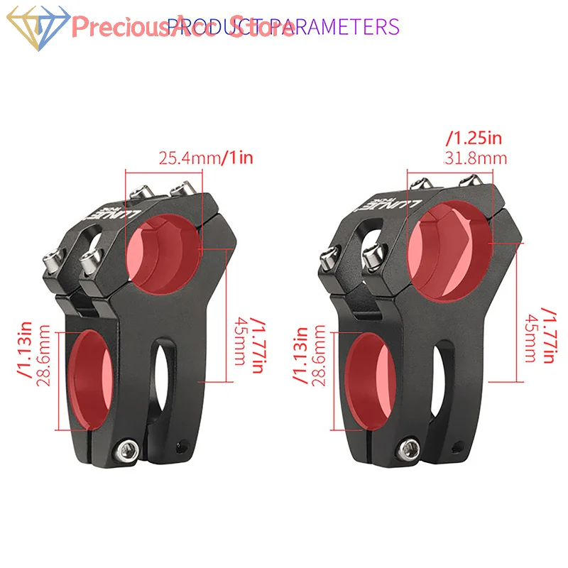 Bicycle Handlebar Stem Power Short 45MM Mountain Bike Bridge 25.4/31.8MM Pipe Aluminum Alloy Cycling Stem Riser Table view 6
