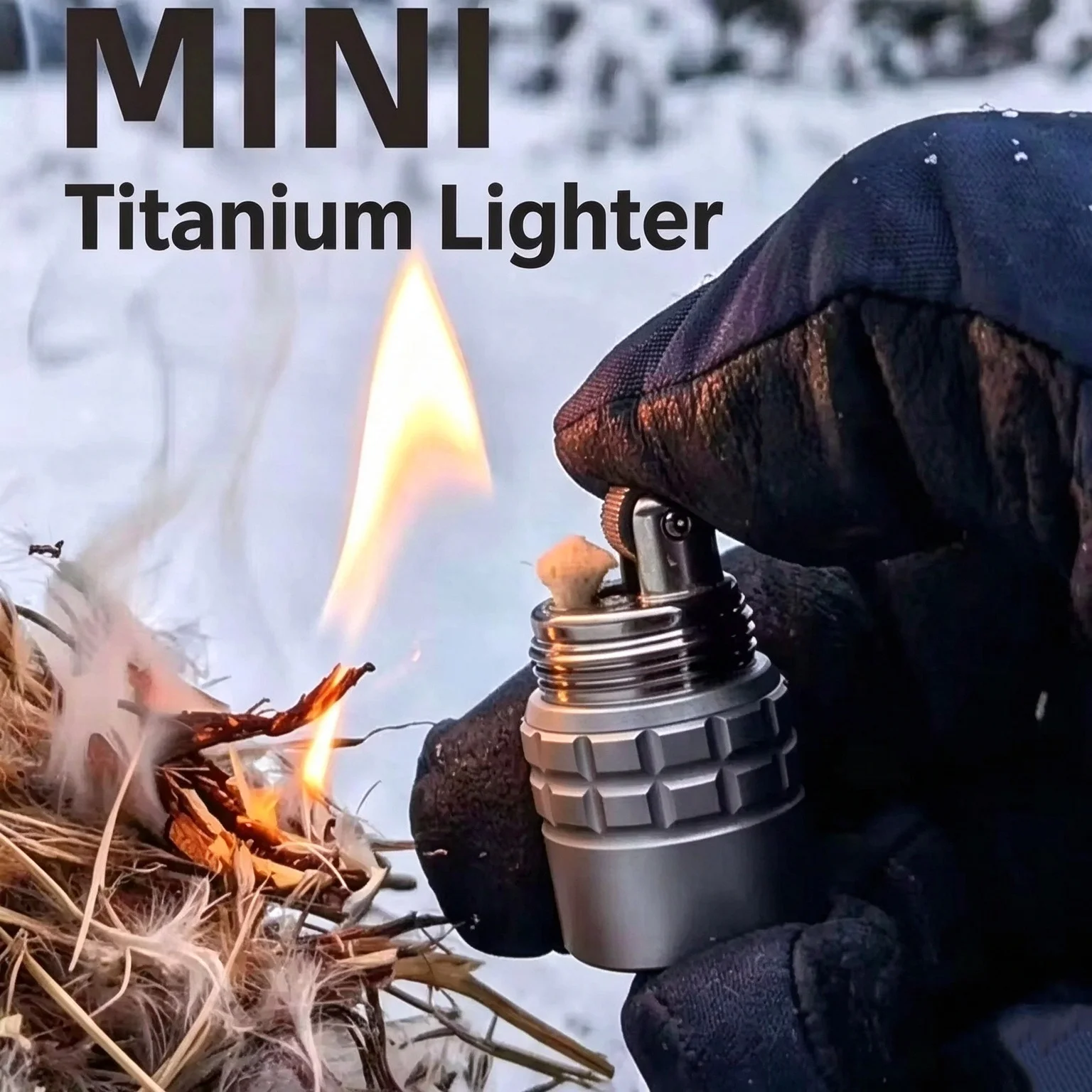 Pure Titanium Keychain Lighter Mini Flint Wheel Windproof Refillable Oil EDC Pocket Outdoor Camping Hiking Gift for Men