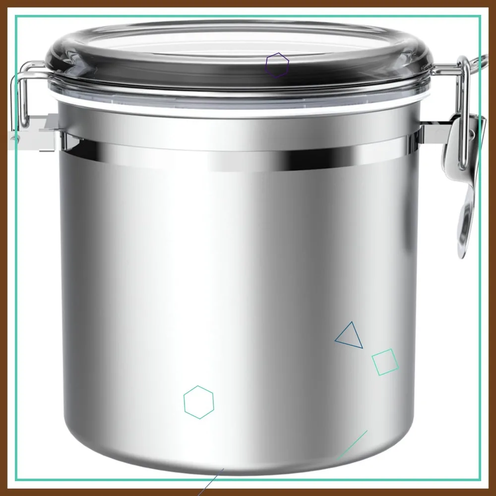 

165oz Stainless Steel Airtight Food Storage Canister with Clear Lid and Locking Clamp for Kitchen