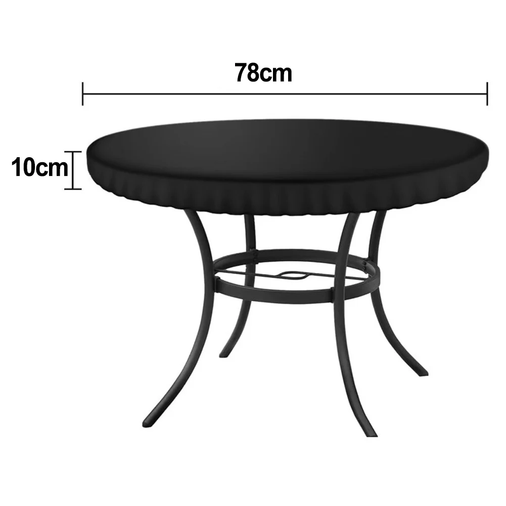 Round Patio Table Cover 210D Oxford Waterproof Outdoor Furniture Protector With Drawstring For Garden Deck Black 49 Inch