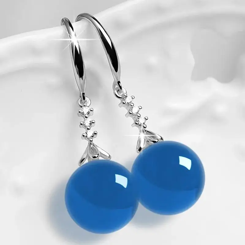 Vintage Palace Colorful Agate Earrings Green Blue Yellow Pearl 18K Gold 925 Sterling Silver Stud Earrings for Women Fine Jewelry