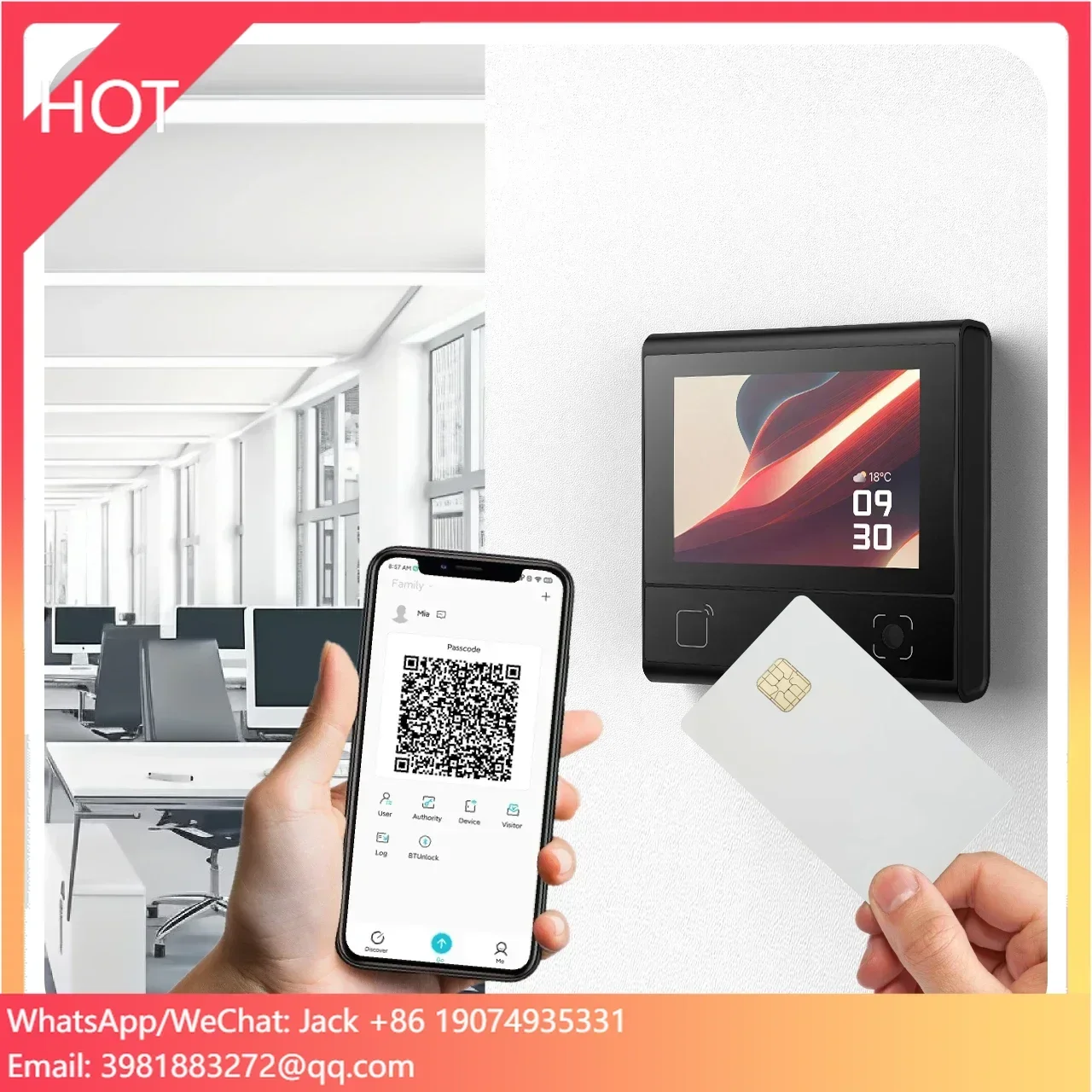 COOLCODE DW200 development version Access Control Reader with Touch Screen, Support RFID 13.56Mhz Card