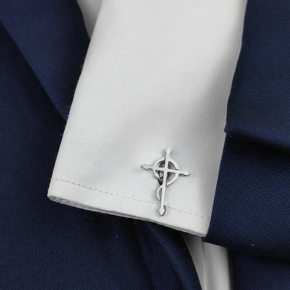 Minimalist Geometric Cross Shaped Cufflinks High Quality Stainless Steel Material Men's Jewelry Accessories Wholesale&Retail