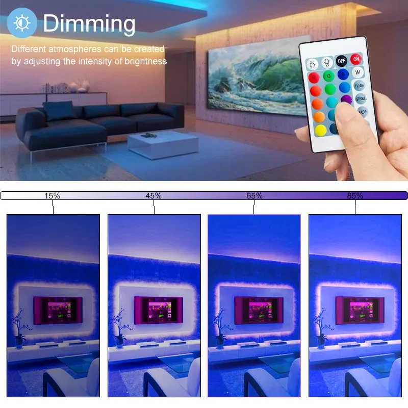 5V 30led/M USB Flexible LED Strip Light 5050 RGB Tape TV Backlight Bluetooth APP Control Background Lighting with Phone Remote