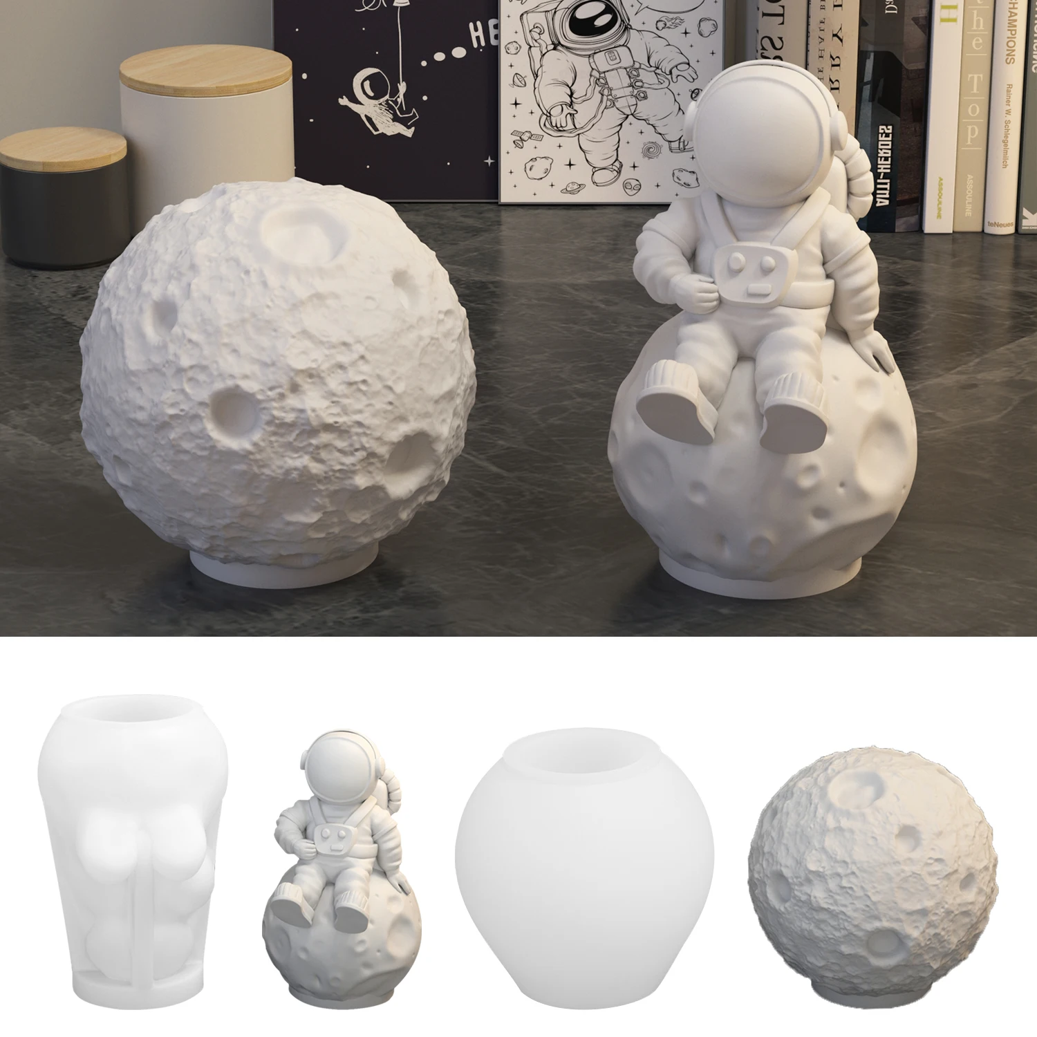 LZ022 3D Astronaut Silicone Candle Mold DIY Outer Space Platform Star Rocket Spaceman Gypsum molds For Craft Decoration