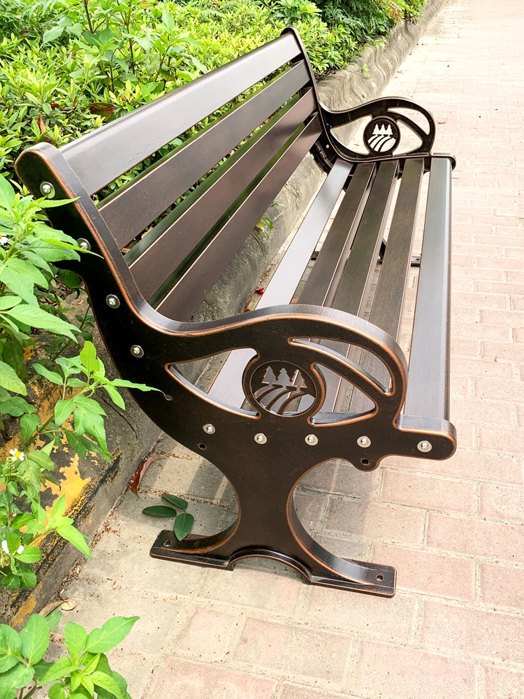 Cast Aluminum Park Chair Outdoor Stainless Steel Long Bench Leisure Square Chair Long Chair Outdoor Courtyard Back Bench