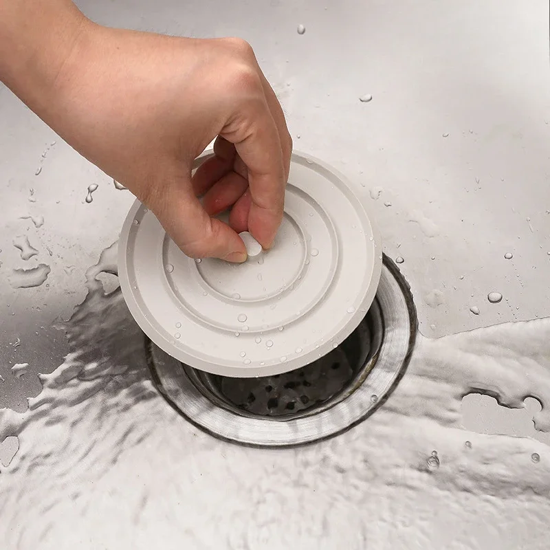 White Silicone Bathtub Stopper Leakage-proof Drain Cover Sink Hair Stopper Tub Flat Plugs Multifunctional Bathroom Accessories