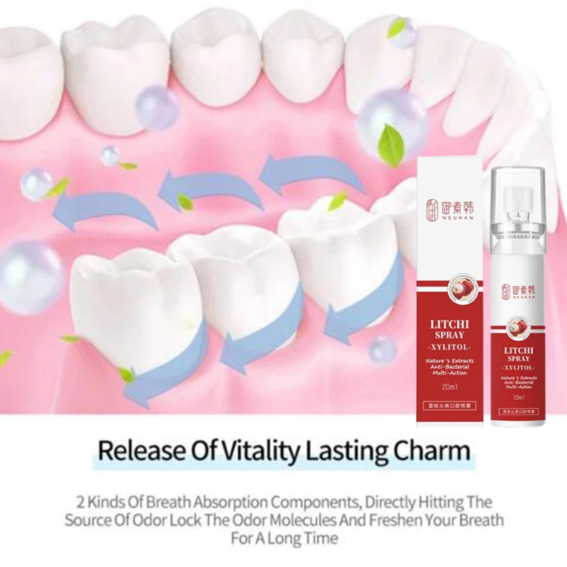 رائحة الفم عن طريق الفم إزالة رائحة الفم الكريهة الفاكهة الليتشي الخوخ نكهة العناية بالفم المستمر عن طريق الفم رذاذ 20 مللي الفم المعطر #3