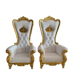 Factory direct sales Crown Hotel high back chair, solid wood wedding chair, queen chair hotel clubhouse decorative chair